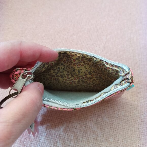 Papaya Art Zippered Coin Purse w/Key Ring, Leopard Design, Boho Chic, NWT - Picture 6 of 6